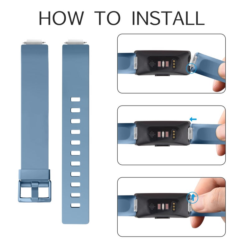 Tobfit Soft TPU Bands Compatible with Fitbit Inspire HR/Fitbit Inspire/Fitbit Ace 2 Bands, Sports Accessories Waterproof Wristbands Women Men, Winter Blue, Large - Image 3