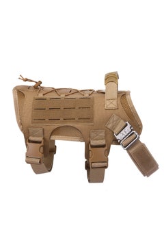 Generic Pet Tactical Dog Harness with All 4X Metal Buckles, Adjustable, No-Pull Service Dog Vest with Hook and Loop Panel, Molle Pouch for Small Medium Large Dogs, Brown Medium  - Image 1