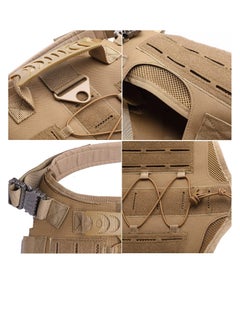 Generic Pet Tactical Dog Harness with All 4X Metal Buckles, Adjustable, No-Pull Service Dog Vest with Hook and Loop Panel, Molle Pouch for Small Medium Large Dogs, Brown Medium  - Image 2