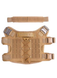 Generic Pet Tactical Dog Harness with All 4X Metal Buckles, Adjustable, No-Pull Service Dog Vest with Hook and Loop Panel, Molle Pouch for Small Medium Large Dogs, Brown Medium  - Image 3