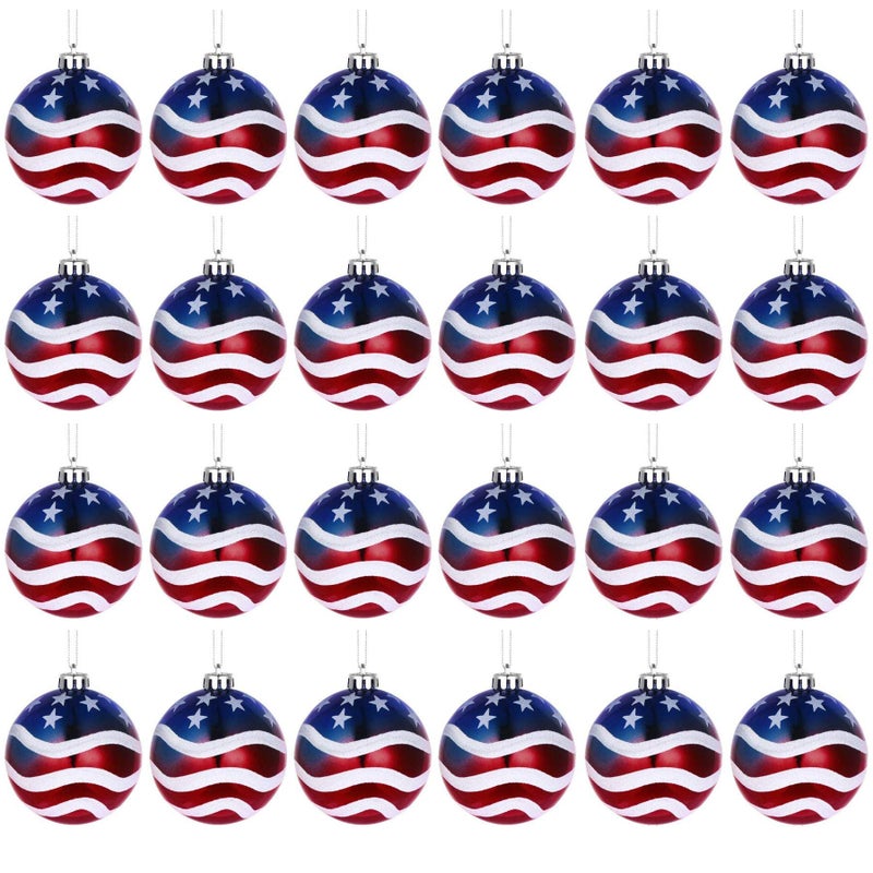 24pcs 314 80mm American Patriotic Christmas Ball Ornaments July of 4th Ball Hanging Independence Day Party Decor Holiday Wedding Tree Decorations
