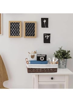 Cozy Nest 2-Pack Rectangular Woven Storage Baskets Fabric Wrapped & Washable Liner Paper Rope Woven Design Stylish Bathroom Cosmetic & Shelf Organizers  - Image 2