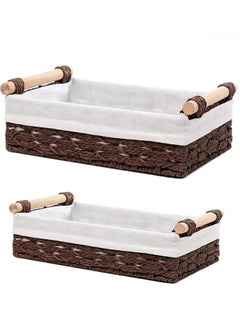 2-Pack Rectangular Woven Storage Baskets Fabric Wrapped & Washable Liner Paper Rope Woven Design Stylish Bathroom Cosmetic & Shelf Organizers - pzsku/Z404975887291A25B3AC5Z/45/_/1733986840/b2b6050f-e2c6-4f86-b85f-6183b06705fc