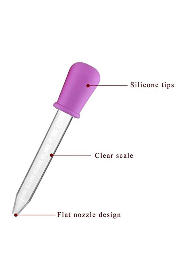 5ml Liquid Dropper Medicine Eye Dropper Clear Liquid Silicone and Plastic Pipettes Transfer Eye Dropper with Bulb Tip for Kids Gummy Making Candy Kitchen Molds (8 Pcs - 7 Colors) - Image 2
