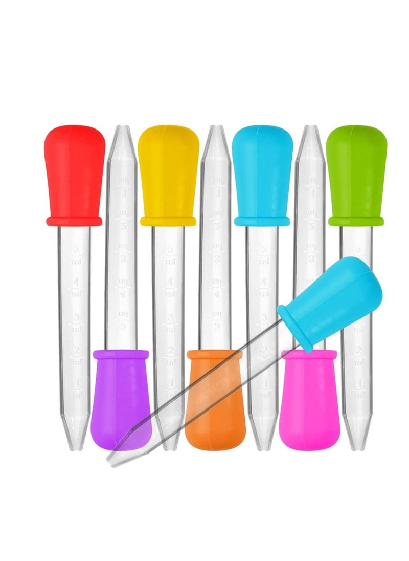 5ml Liquid Dropper Medicine Eye Dropper Clear Liquid Silicone and Plastic Pipettes Transfer Eye Dropper with Bulb Tip for Kids Gummy Making Candy Kitchen Molds (8 Pcs - 7 Colors) - Image 1