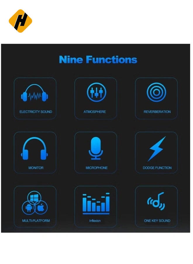 HuHa V8 Multifunctional Live Sound Card USB Audio Interface Intelligent Volume Adjustable Audio Mixer Sound Card for Recording Hosting Speech  - Image 3