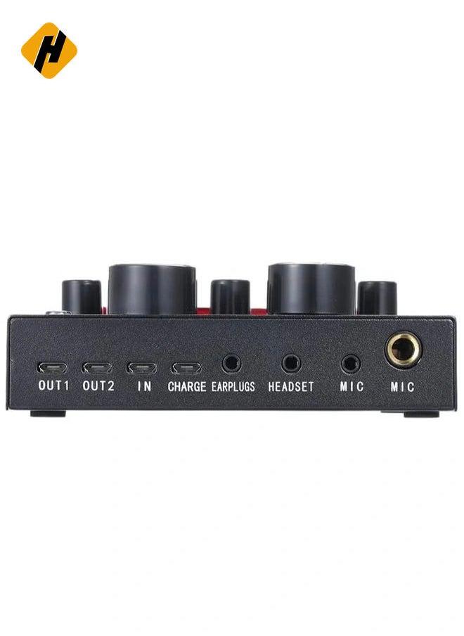 HuHa V8 Multifunctional Live Sound Card USB Audio Interface Intelligent Volume Adjustable Audio Mixer Sound Card for Recording Hosting Speech  - Image 5