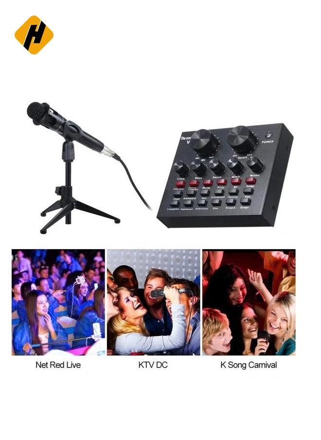 HuHa V8 Multifunctional Live Sound Card USB Audio Interface Intelligent Volume Adjustable Audio Mixer Sound Card for Recording Hosting Speech  - Image 2
