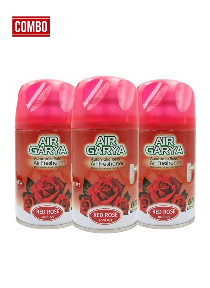 Generic Air Garya Automatic Refill Air Freshener 3 Pcs Red Rose Scent 250ml Each Long Lasting Fragrance Up to 60 Days Compatible with Auto Spray Essential Oil-Based  - Image 1