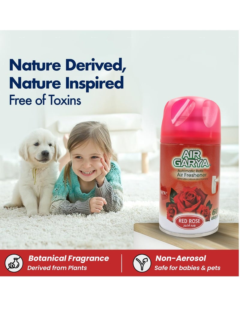 Generic Air Garya Automatic Refill Air Freshener 3 Pcs Red Rose Scent 250ml Each Long Lasting Fragrance Up to 60 Days Compatible with Auto Spray Essential Oil-Based  - Image 3