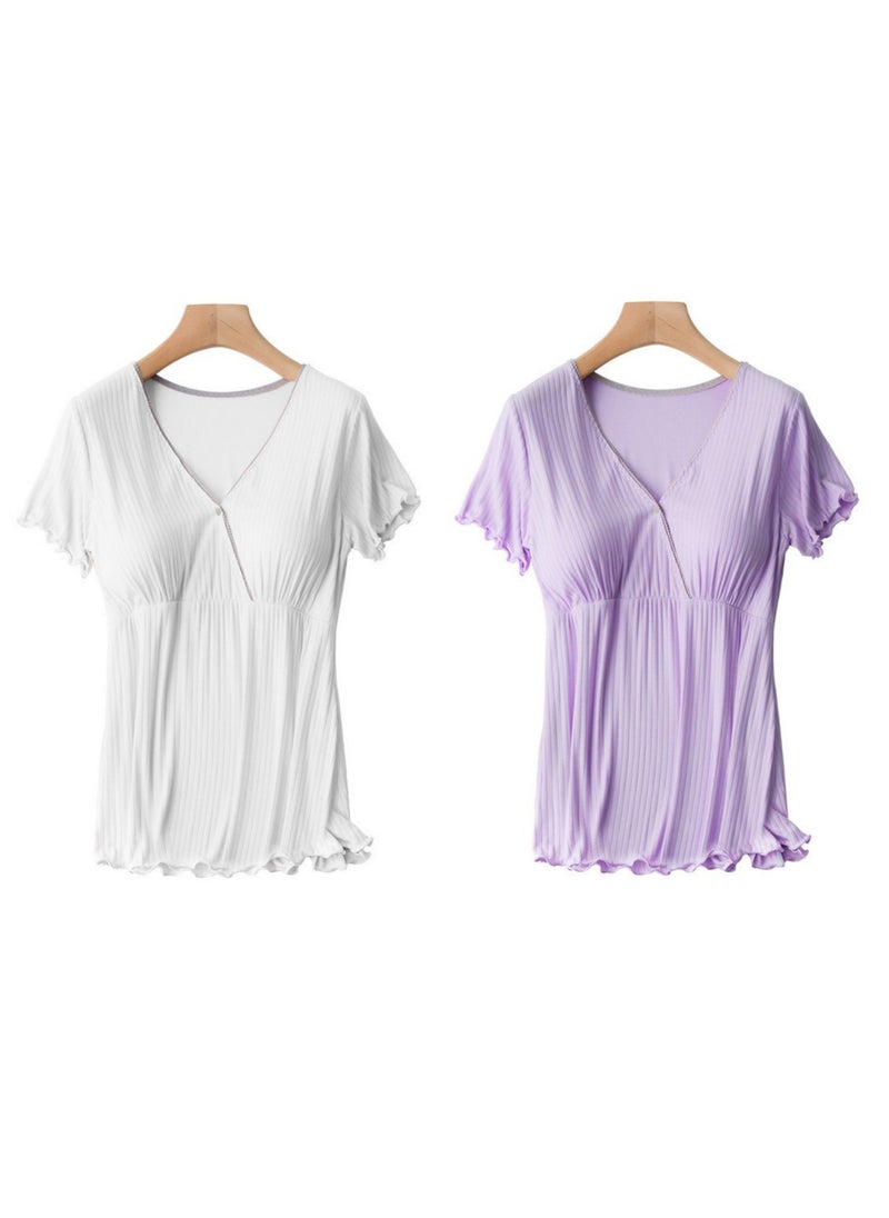 2-PACK Pregnant women postpartum feeding home clothes nursing tops - Image 1