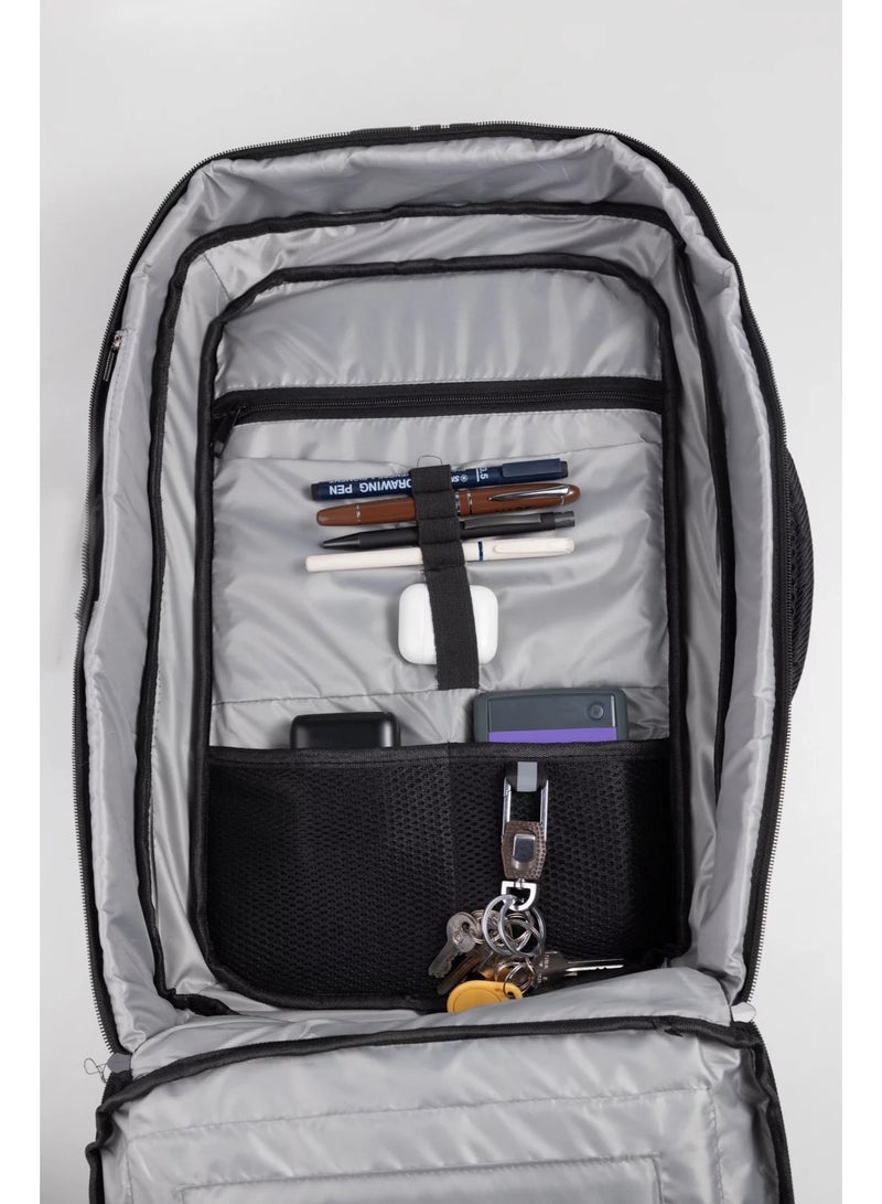 إليجانس حقيبة ظهر مدرسية كبيرة السعة للكمبيوتر المحمول مقاس 17 بوصة من N Elegance مزودة بمنفذ شحن USB ومقاومة للماء باللون الأسود - Image 5