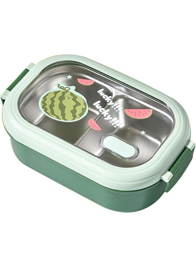 Beauenty Stainless Steel Lunch Box for Kid School, Insulated Bento Lunch Box, 2 Compartment Divided Lunch Containers with Lids, Leakproof | BFA Free | Dishwasher Safe (Fruit Green) - Image 1