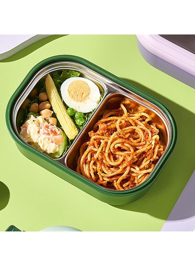 Beauenty Stainless Steel Lunch Box for Kid School, Insulated Bento Lunch Box, 2 Compartment Divided Lunch Containers with Lids, Leakproof | BFA Free | Dishwasher Safe (Fruit Green) - Image 3