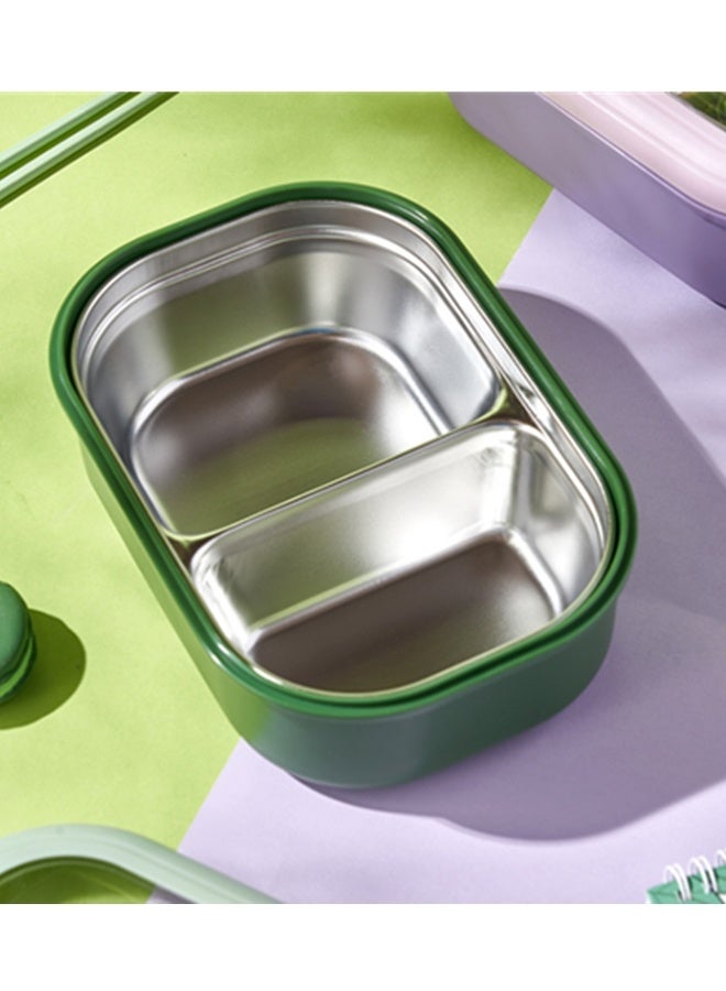 Beauenty Stainless Steel Lunch Box for Kid School, Insulated Bento Lunch Box, 2 Compartment Divided Lunch Containers with Lids, Leakproof | BFA Free | Dishwasher Safe (Fruit Green) - Image 4