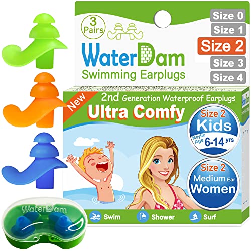 WaterDam Swimming Ear Plugs Great Waterproof Ultra Comfy Earplugs Prevent Swimmer's Ear - Image 1