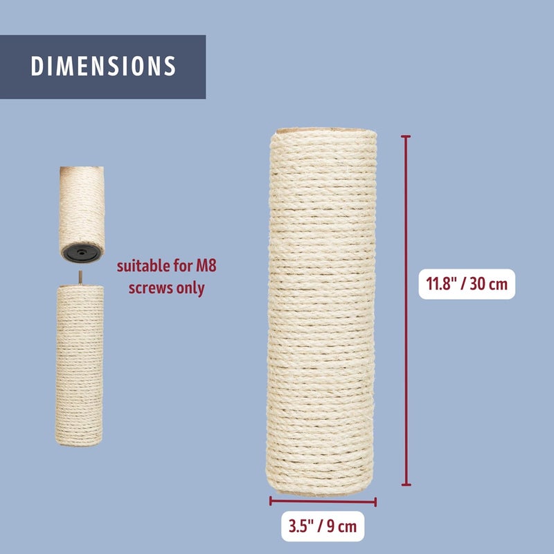 Trixie Replacement Sisal Post for Scratching Posts, Cat Trees and Cat Towers, 3.5 in x 11.8 in (9 x 30 cm) - Image 4