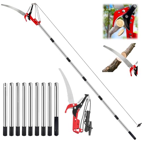 Silanit Pole Saws for Tree Trimming 14FT DualPulley Tree Pruner Tree Trimmers Long Handle Pruner Manual Pole Saw for Yard Garden Gardening Hand Tools - Image 1