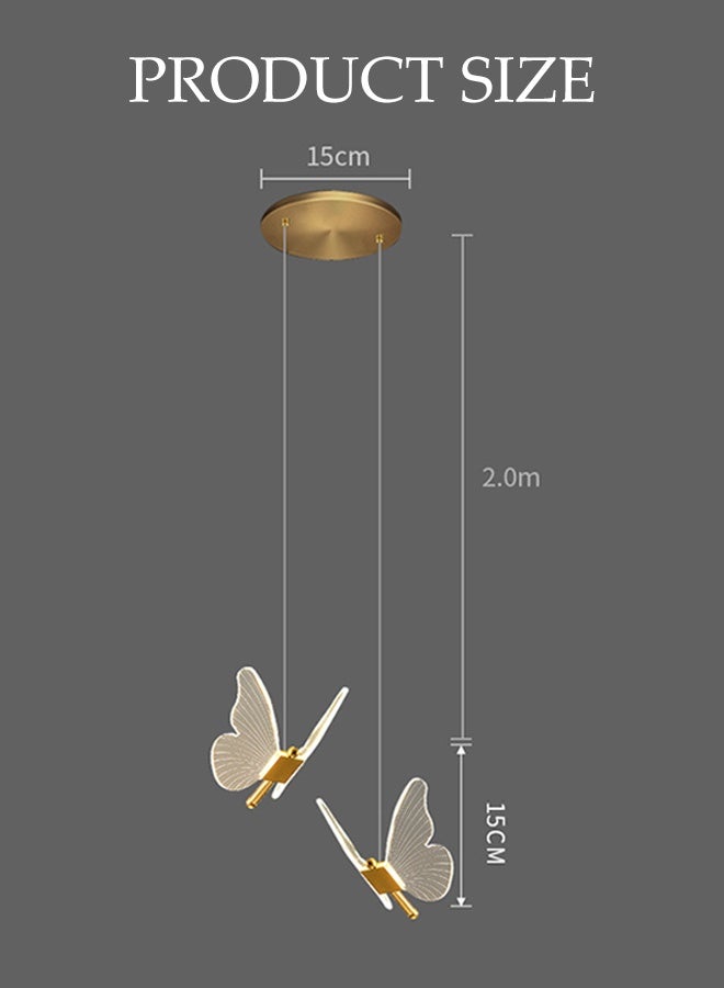 DUNISO ثريا حديثة بإضاءة LED قابلة للتعديل بارتفاع ذهبية على شكل فراشة مع جهاز تحكم عن بعد 3 ألوان قابلة للتعتيم بلا حدود ذهبية مصقولة مزدوجة النهاية للإضاءة السقفية لمطبخ الجزيرة وغرفة النوم وغرفة المعيشة والمدخل والسلم والممر - Image 4