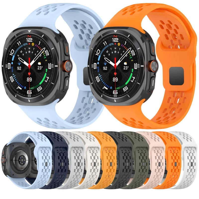 سوار ساعة ذكية رياضي من السيليكون متوافق مع Samsung Galaxy Watch 7 بملاءمة قابلة للتعديل وحزام ناعم للاستبدال اليومي باللون أسود قابل للتعديل - Image 2