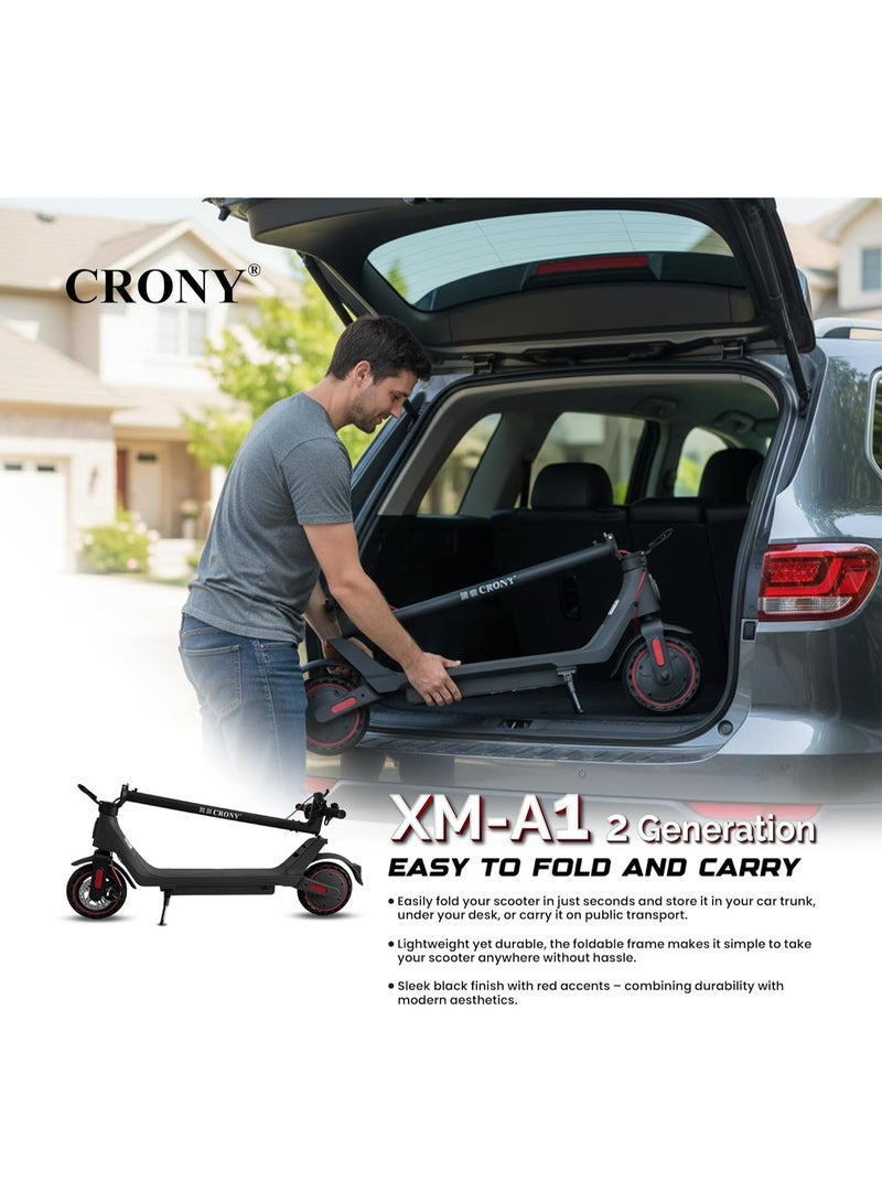 Crony XM-A1 2nd Gen Electric Scooter for teenagers/Adults, 350W Motor, 25–45KM/H High-Speed E-Scooter, 36V 7.8Ah Battery, 15–20KM Range, Foldable Portable E-Scooter with LED Headlight, LCD Display, 3 Speed Modes, App Connectivity, Front Disc Brake, Aluminum Alloy Frame, 120KG Load, Urban Commuter Smart Electric Scooter - Image 3