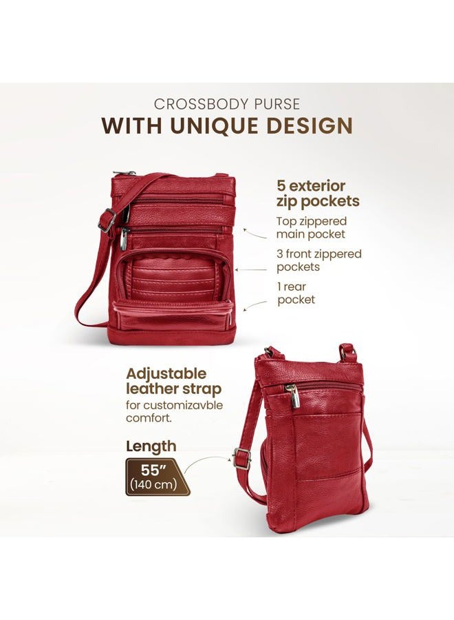 Krediz leather Crossbody Purses for Women, Multi Pocket Crossbody Purse with Adjustable Strap, Soft & Durable Leather Purse - Image 4