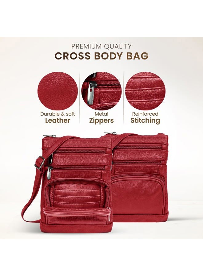 Krediz leather Crossbody Purses for Women, Multi Pocket Crossbody Purse with Adjustable Strap, Soft & Durable Leather Purse - Image 2