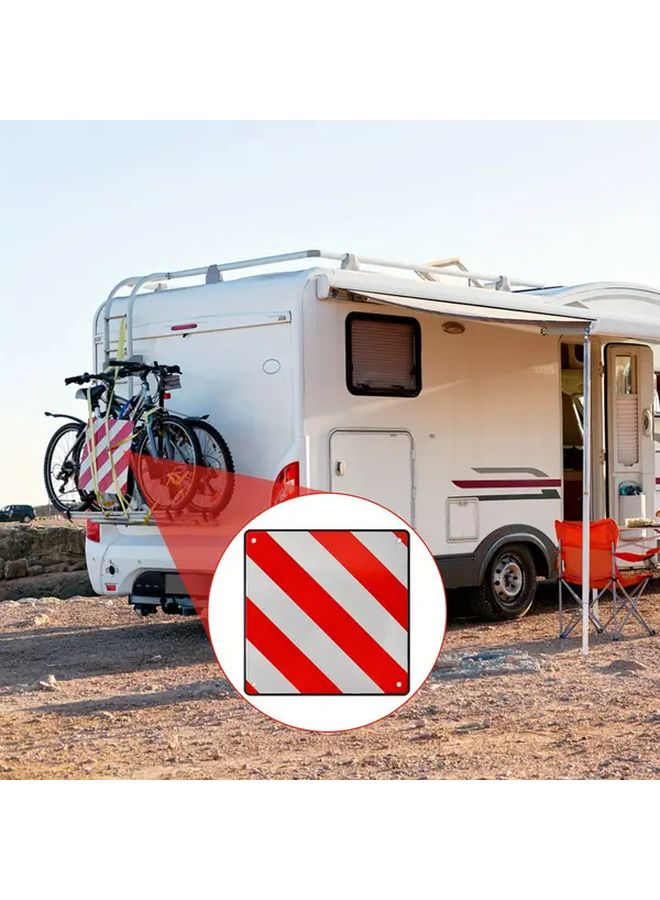 Red And White 2 In 1 Reflective PVC Safety Sign 19.69x19.69 Inch Wall Mounted Warning Panel Weather Resistant Outdoor Sign for RVs Bicycles Caravans Easy Install - Image 1