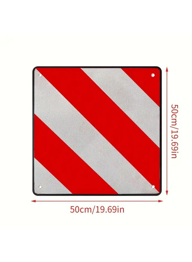 Red And White 2 In 1 Reflective PVC Safety Sign 19.69x19.69 Inch Wall Mounted Warning Panel Weather Resistant Outdoor Sign for RVs Bicycles Caravans Easy Install - Image 3