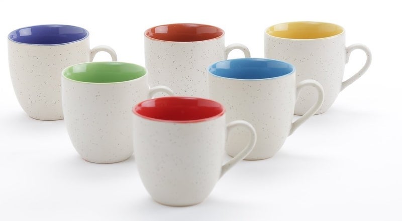 KITTENS Ceramic Coffee Mug Set of 6 Microwave and Dishwasher Safe Food Grade Material 180 ml Speckled Off White - Image 2