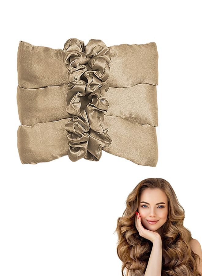Generic Heatless Big Waves Overnight Hair Curlers Headband, Ribbon Velvet Lining Hair Rollers Styling Tools, Hair Accessories for Women with Headband and Scrunchie (Brown) - Image 1