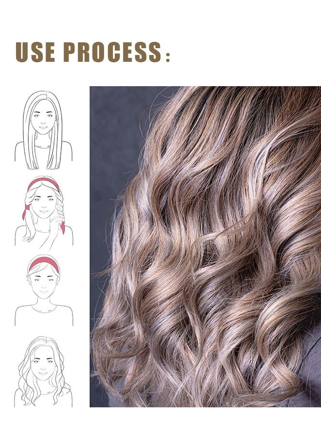Generic Heatless Big Waves Overnight Hair Curlers Headband, Ribbon Velvet Lining Hair Rollers Styling Tools, Hair Accessories for Women with Headband and Scrunchie (Brown) - Image 4