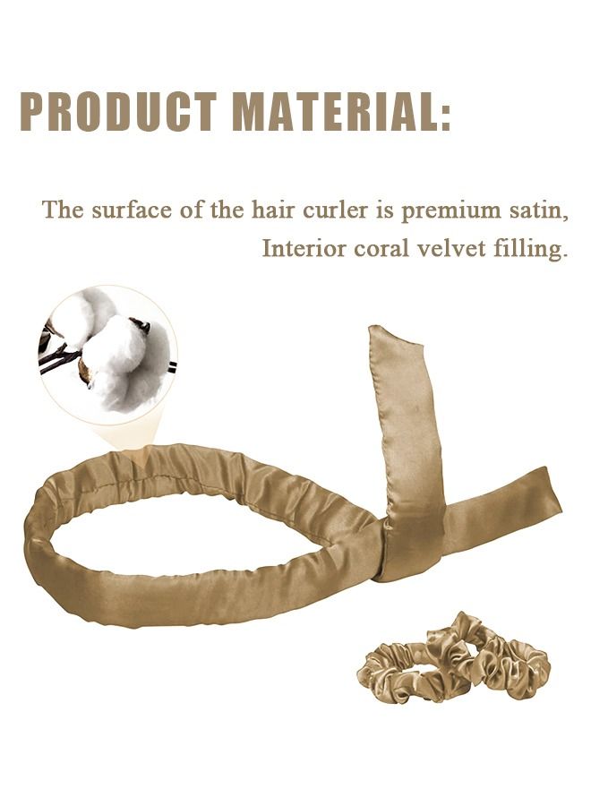 Generic Heatless Big Waves Overnight Hair Curlers Headband, Ribbon Velvet Lining Hair Rollers Styling Tools, Hair Accessories for Women with Headband and Scrunchie (Brown) - Image 3