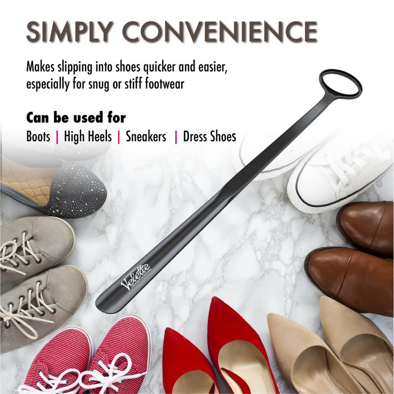 Velette Plastic Shoe Horn - Long Handle Shoe Horns for Seniors, 30" Extra Long Shoe Horn for Boots, Cowboy boots, Dress Shoes and Sneakers - Image 3