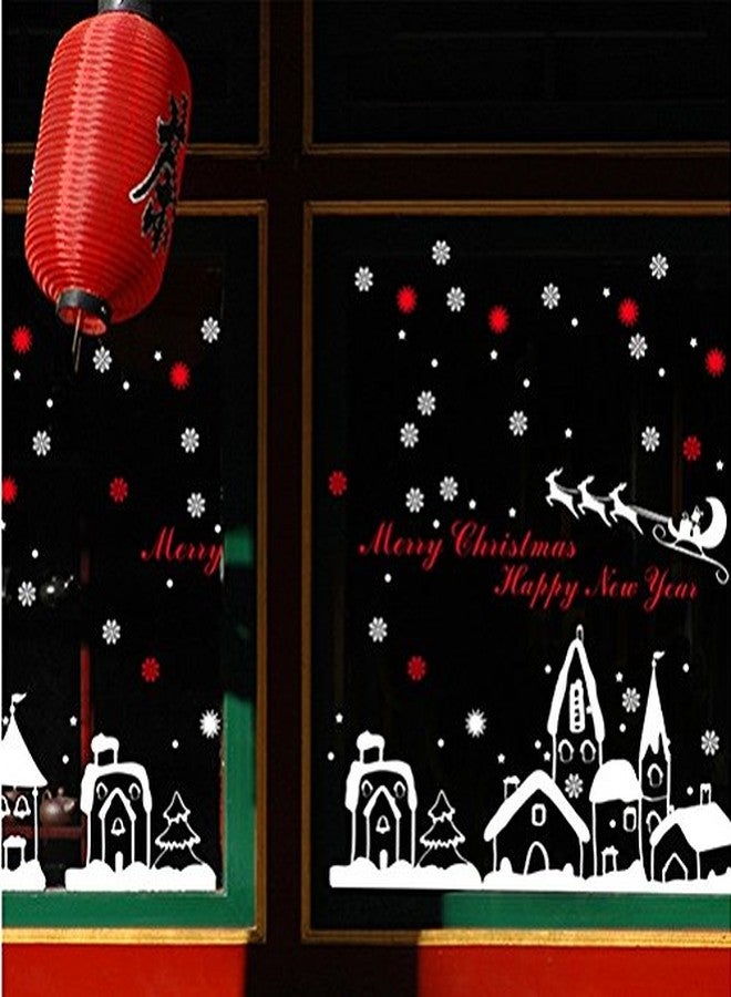TOTOMO Christmas Window Decorations Decals - Winter Holiday Clings Stickers Snowflakes Snow Christmas Town W301 - Image 5