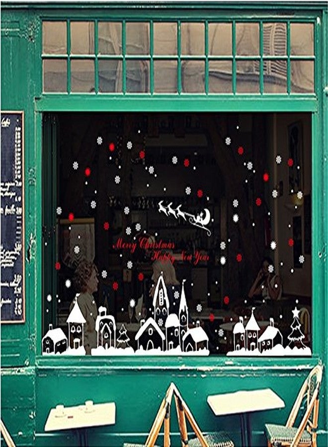 TOTOMO Christmas Window Decorations Decals - Winter Holiday Clings Stickers Snowflakes Snow Christmas Town W301 - Image 4