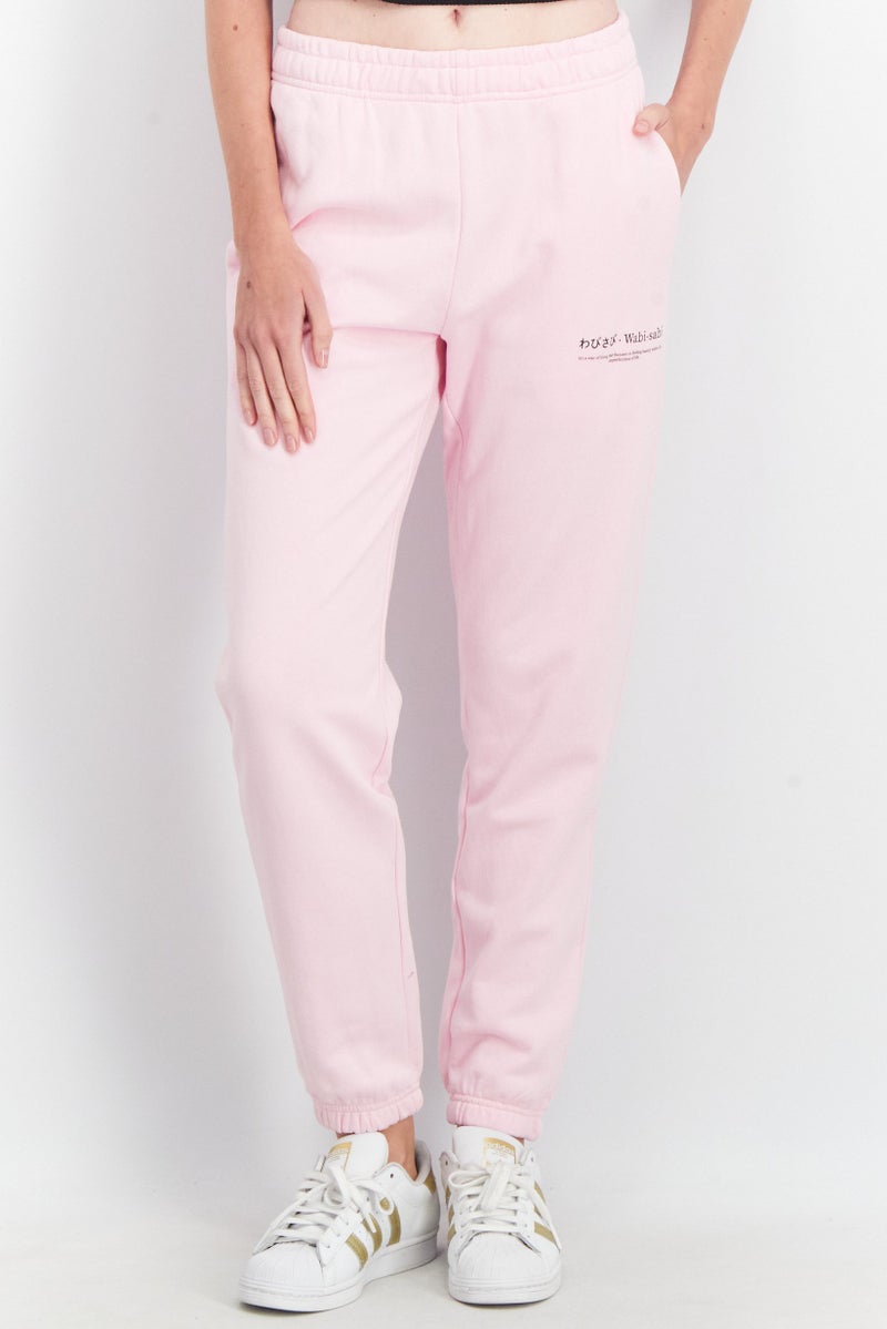 Ocean Pacific Women Sportswear Fit Graphic Print Pull On Sweatpants, Pink - Image 1