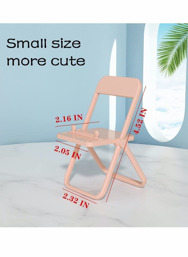Mini Chair Shape Cell Phone Stand, Candy Color Foldable Desktop Mobile Phone Holder, Universal Mini Chair Folding Bracket Stand, for Phone Table Top Decoration 4pc (Pink, Yellow, Green, Purple) - Image 4
