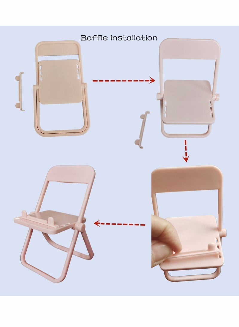 Mini Chair Shape Cell Phone Stand, Candy Color Foldable Desktop Mobile Phone Holder, Universal Mini Chair Folding Bracket Stand, for Phone Table Top Decoration 4pc (Pink, Yellow, Green, Purple) - Image 5