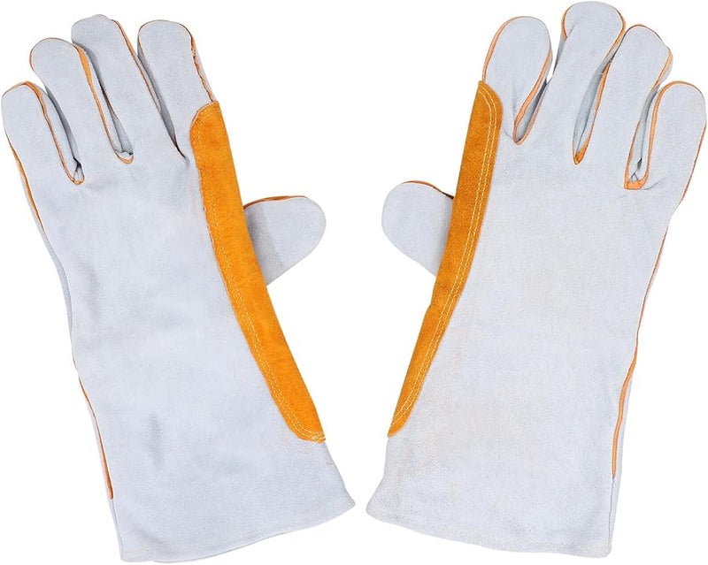 Heat Resistant Cowhide Welding Gloves For Men With Breathable Elastic Design - Image 2