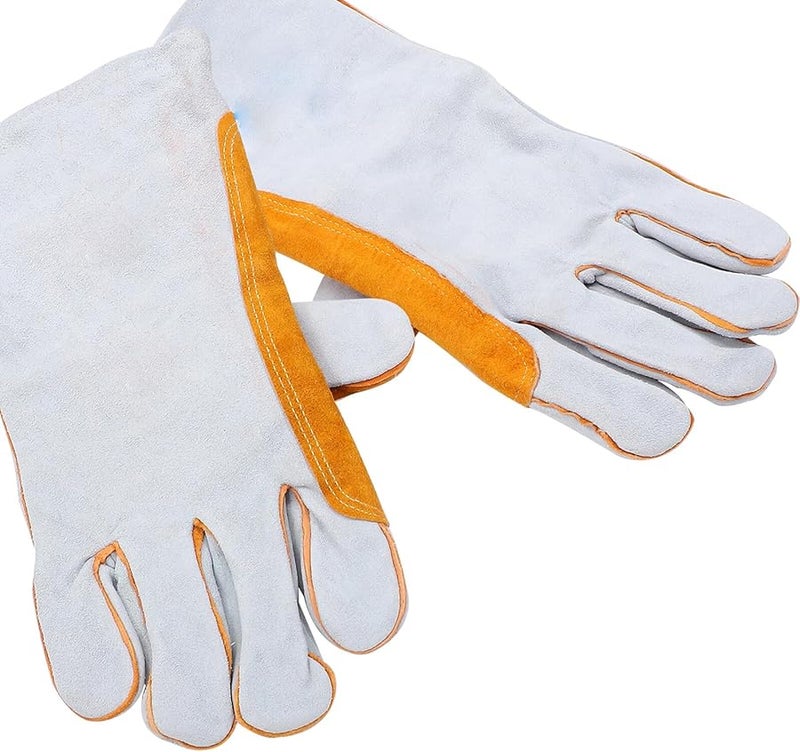 Heat Resistant Cowhide Welding Gloves For Men With Breathable Elastic Design - Image 4