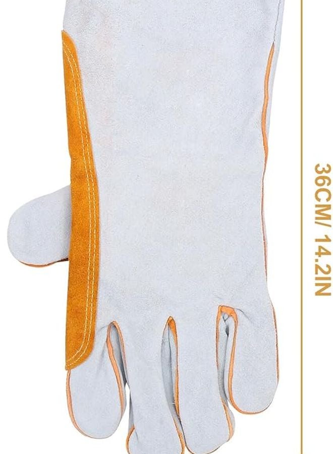 Heat Resistant Cowhide Welding Gloves For Men With Breathable Elastic Design - Image 3