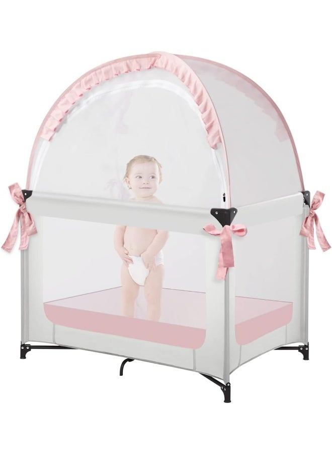 L RUNNZER Pack N Play Tent, Baby Mini Crib Tent to Keep Baby in, Crib Net for Pack and Play, Mini Cribs & Play Yard (39.6" L x 27.6" W x 49.2" H) - Image 1