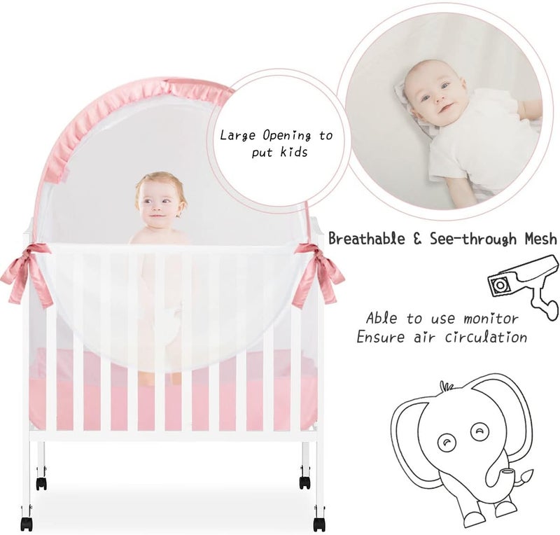 L RUNNZER Pack N Play Tent, Baby Mini Crib Tent to Keep Baby in, Crib Net for Pack and Play, Mini Cribs & Play Yard (39.6" L x 27.6" W x 49.2" H) - Image 3
