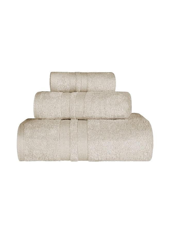 Superior SUPERIOR Ultra-Soft 3-Piece Cotton Towel Set, Daily Use for Bathroom, Guest Room, Quick Dry, Set Includes 1 Bath Towel, 1 Hand Towel, and 1 Washcloth, Essential Plush Towels for Home, Ivory 