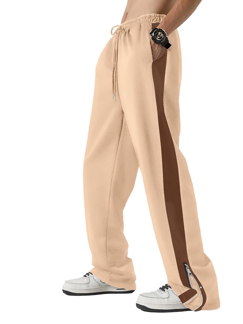 Jump Cuts||Loose Fit Track Pants for Men||Lycra Blend Baggy Pants||Mens Stylish Baggy Track Pant Beige - Image 1