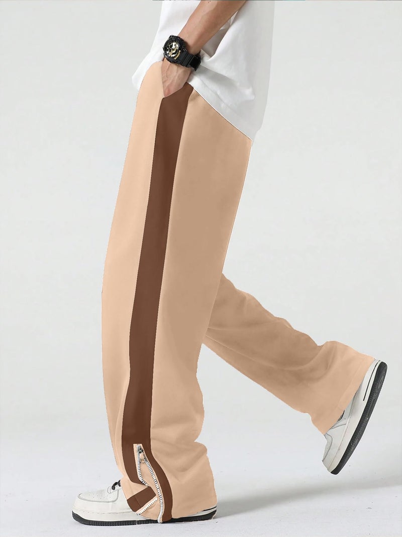 Jump Cuts||Loose Fit Track Pants for Men||Lycra Blend Baggy Pants||Mens Stylish Baggy Track Pant Beige - Image 2