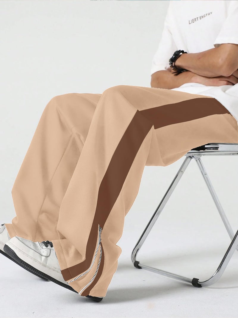 Jump Cuts||Loose Fit Track Pants for Men||Lycra Blend Baggy Pants||Mens Stylish Baggy Track Pant Beige - Image 4