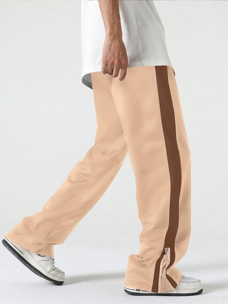 Jump Cuts||Loose Fit Track Pants for Men||Lycra Blend Baggy Pants||Mens Stylish Baggy Track Pant Beige - Image 3