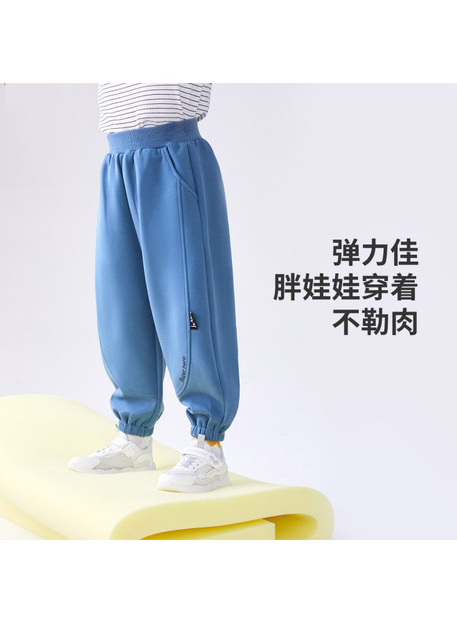 Long time companion boys' Windproof Brushed Pants, Elastic Cuffed Lantern Pants For Fall - Image 3